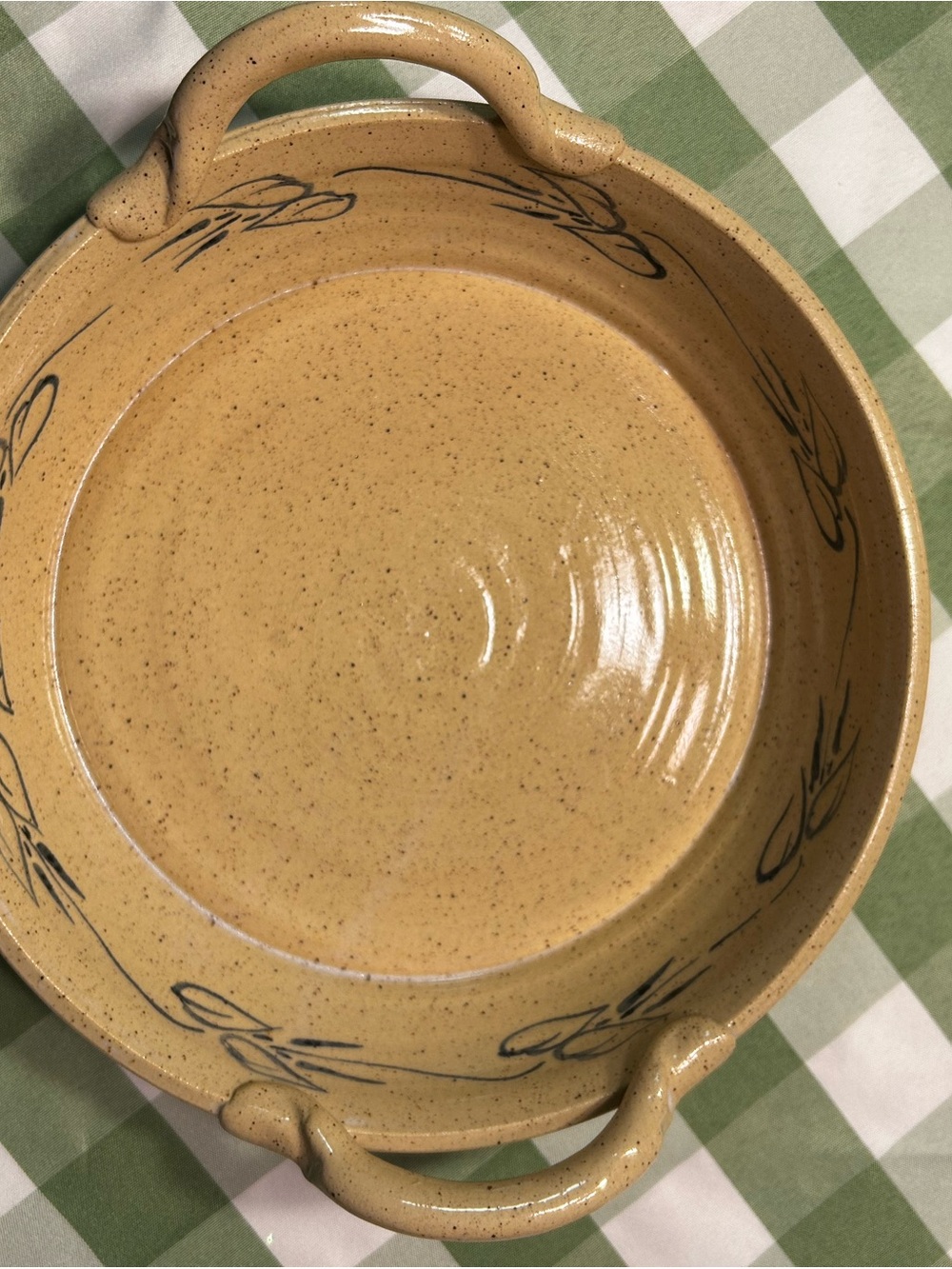 Speckled Tan pottery Serving Dish with Handles